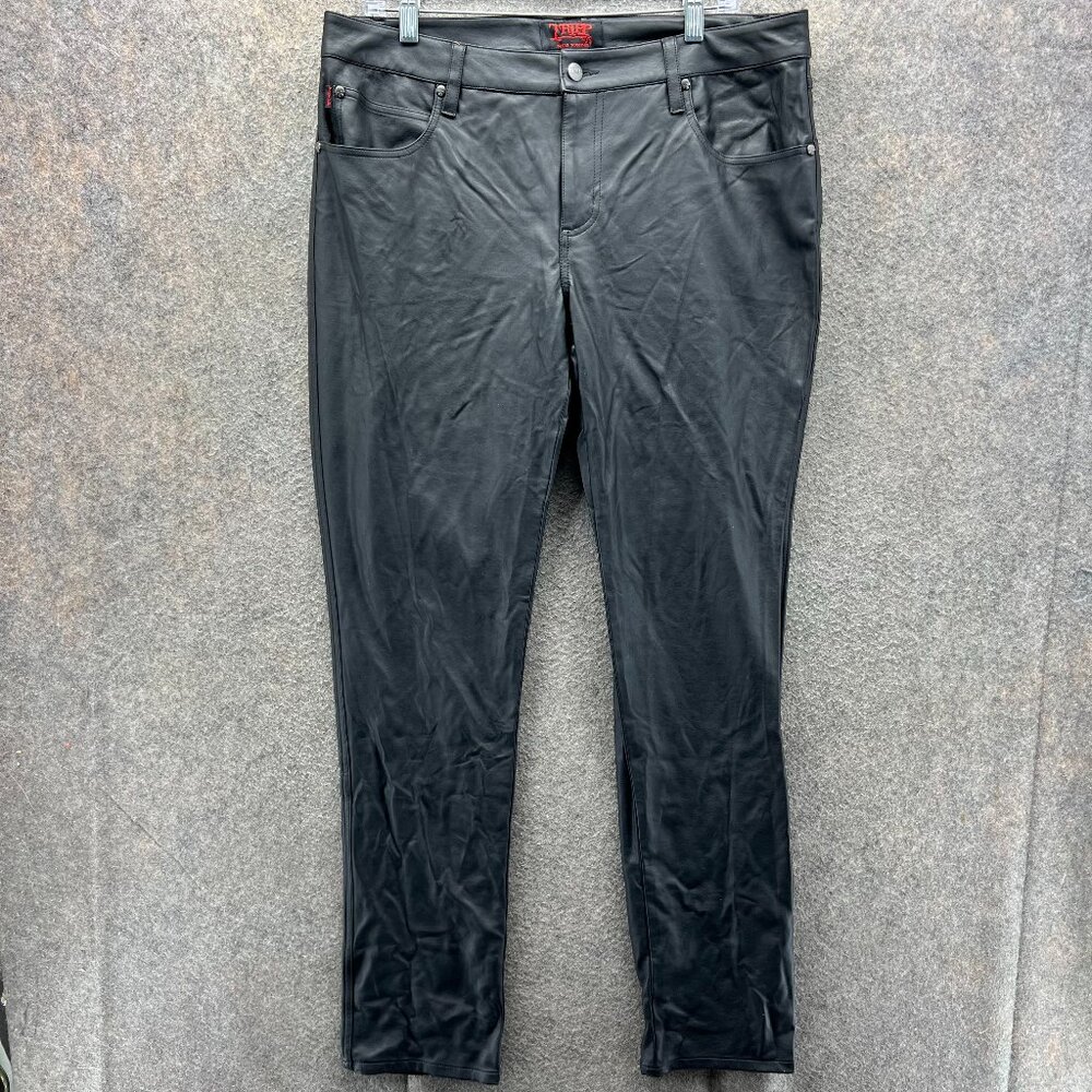 Tripp NYC Pants Men 34 Black Faux Leather Punk Goth Slim Fit Rock Style Y2K